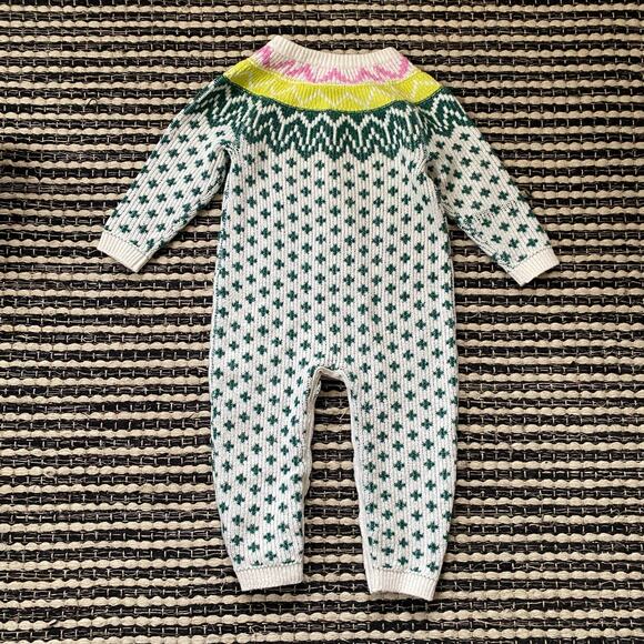 🌿Old Navy Toddler Girls One Piece Snap Knit Fair Isle  Romper 18/24M - Picture 3 of 3